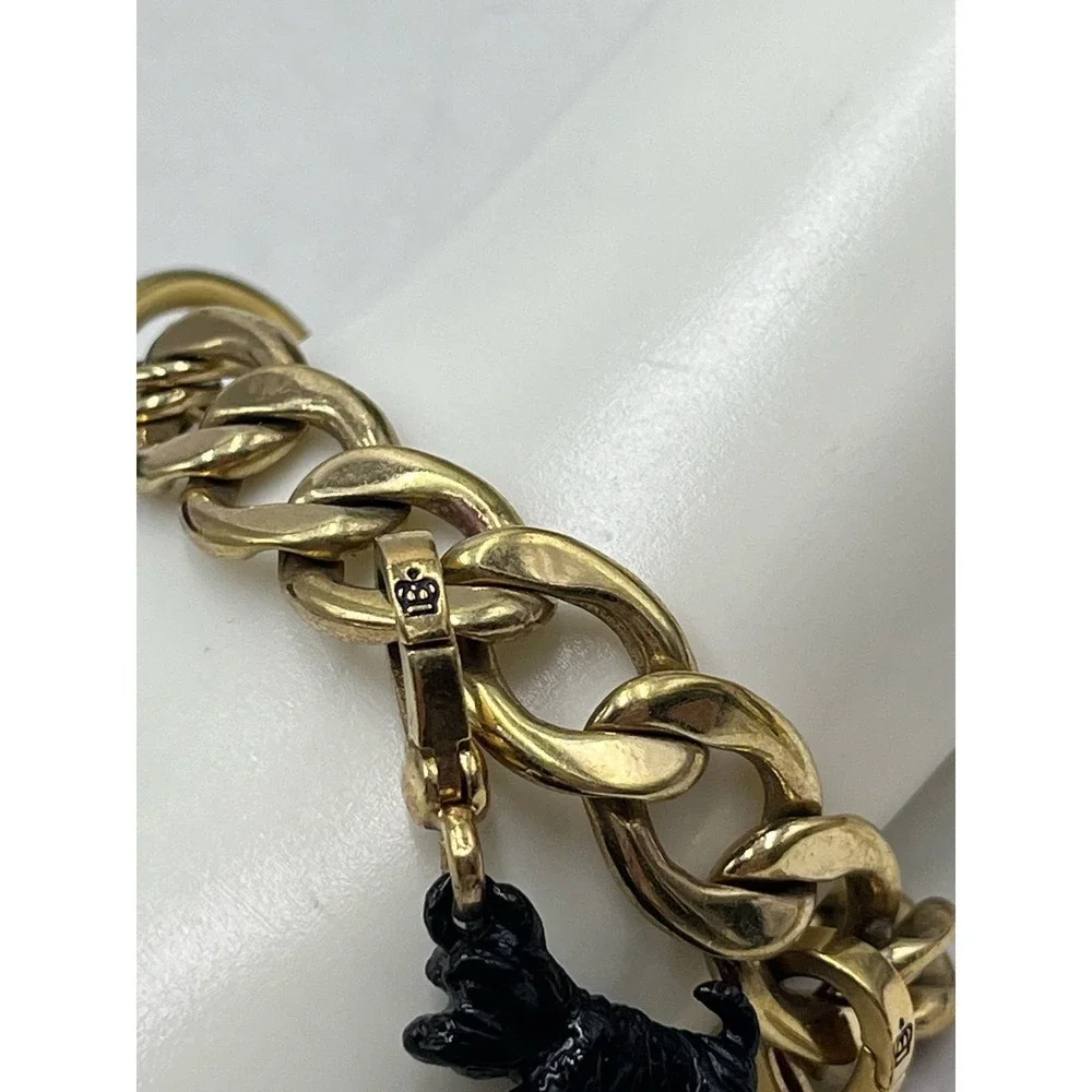 Juicy Couture Puffed Tennis‎ Racquet Scottie Dog Heart Toggle Gold Tone Bracelet